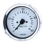 VDO Cockpit Marine 85MM (3-3/8") Diesel Tachometer - 4000 RPM - White Dial/Chrome Bezel 