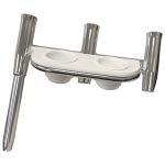 Tigress Offset Triple Rod Holder w/Cup Holders - Starboard Side - Polished Aluminum