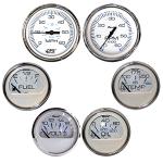 Faria Chesapeake White w/Stainless Steel Bezel Boxed Set of 6 - Speed, Tach, Fuel Level, Voltmeter, Water Temperature & Oil PSI - Inboard Motors